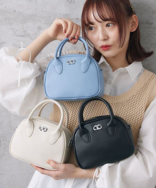 RETRO GIRL（レトロガール）の「ミニボストンバッグ（ショルダーバッグ・レディース・ブラック/オフホワイト/ブルー・ONE SIZE）」の21枚目の写真