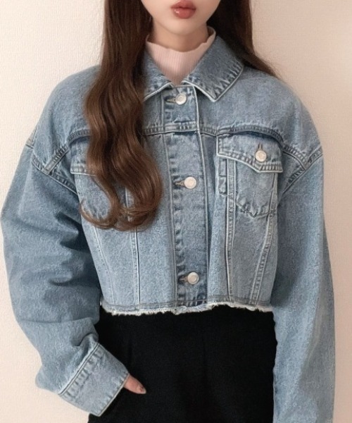 Ada.(エイダ)の「デニム クロップド Gジャン(デニムジャケット・レディース・ブラック/ブルー・M/L)」の21枚目の写真