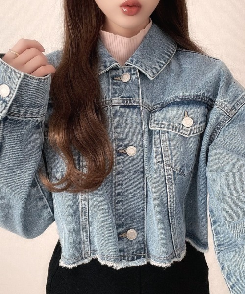 Ada.(エイダ)の「デニム クロップド Gジャン(デニムジャケット・レディース・ブラック/ブルー・M/L)」の20枚目の写真