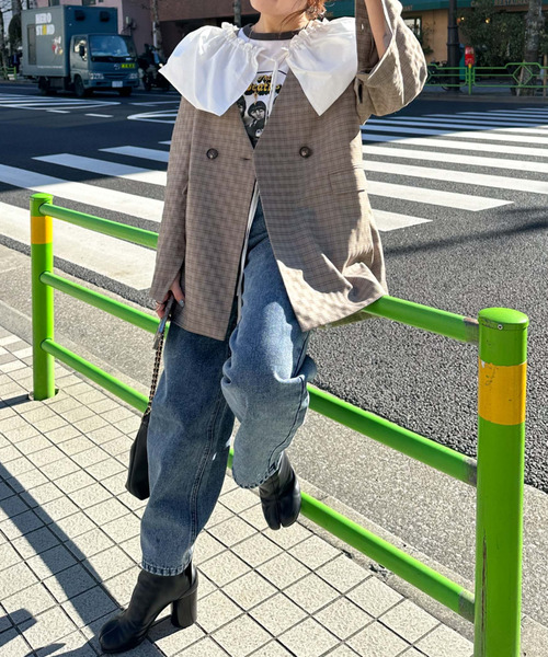 archives（アルシーヴ）の「〈limited〉Check Jacket（ノーカラージャケット・レディース・ブラウン/グレー・MEDIUM）」の13枚目の写真