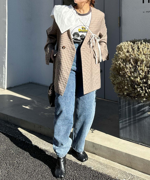 archives（アルシーヴ）の「〈limited〉Check Jacket（ノーカラージャケット・レディース・ブラウン/グレー・MEDIUM）」の16枚目の写真