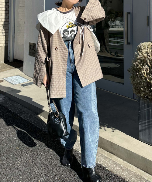 archives（アルシーヴ）の「〈limited〉Check Jacket（ノーカラージャケット・レディース・ブラウン/グレー・MEDIUM）」の18枚目の写真