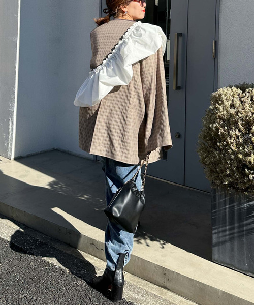 archives（アルシーヴ）の「〈limited〉Check Jacket（ノーカラージャケット・レディース・ブラウン/グレー・MEDIUM）」の20枚目の写真