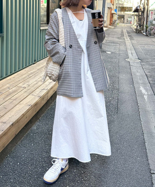 archives（アルシーヴ）の「〈limited〉Check Jacket（ノーカラージャケット・レディース・ブラウン/グレー・MEDIUM）」の21枚目の写真