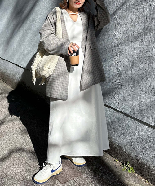 archives（アルシーヴ）の「〈limited〉Check Jacket（ノーカラージャケット・レディース・ブラウン/グレー・MEDIUM）」の22枚目の写真