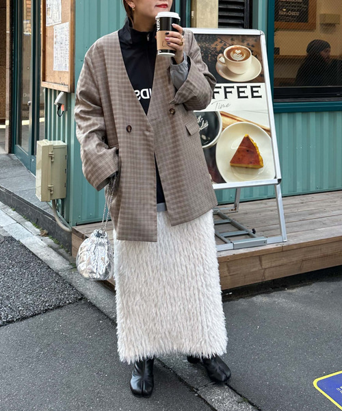 archives（アルシーヴ）の「〈limited〉Check Jacket（ノーカラージャケット・レディース・ブラウン/グレー・MEDIUM）」の6枚目の写真