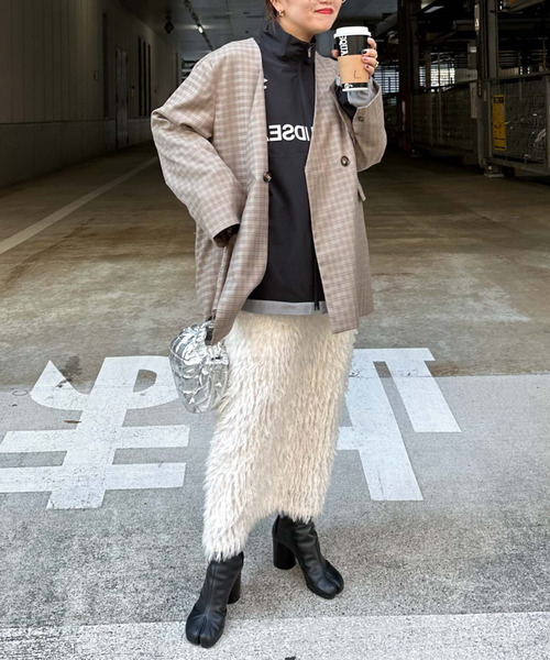 archives（アルシーヴ）の「〈limited〉Check Jacket（ノーカラージャケット・レディース・ブラウン/グレー・MEDIUM）」の9枚目の写真