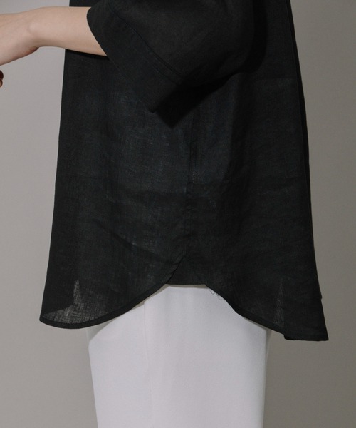 Munich（ミューニック）の「60sフレンチリネンキャンバスハーフスリーブシャツ（シャツ/ブラウス・レディース・ホワイト/ブラック/レンガ/グリーン・FREE）」の16枚目の写真