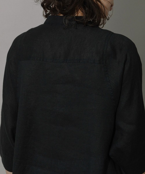 Munich（ミューニック）の「60sフレンチリネンキャンバスハーフスリーブシャツ（シャツ/ブラウス・レディース・ホワイト/ブラック/レンガ/グリーン・FREE）」の14枚目の写真