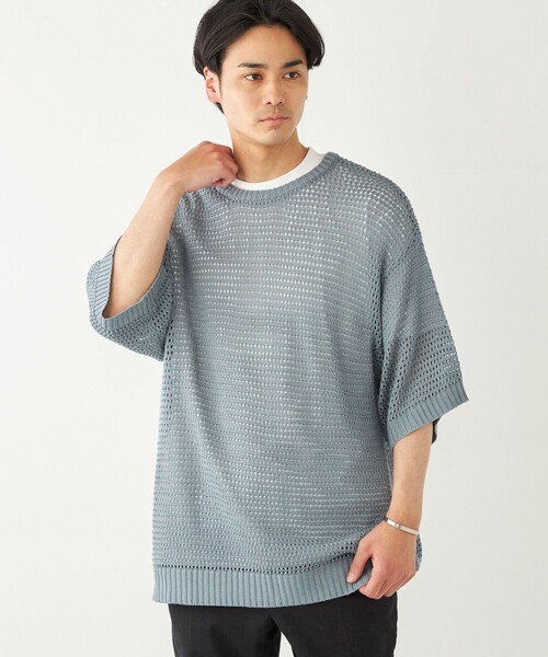 SHIPS Colors(シップス カラーズ)の「SHIPS Colors:メッシュ ニット アンサンブル◇(ニット/セーター・メンズ・ベージュ/ネイビー/ブルー・MEDIUM/LARGE/X-LARGE)」の3枚目の写真