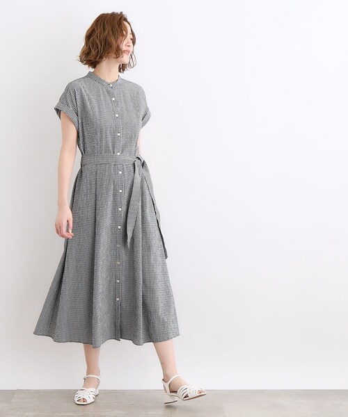 grove(グローブ)の「◆<洗濯機で洗える・UVカット>サッカーワンピース(ワンピース・レディース・ブラック系1/オリーブ/ブラック・03/02/01/04/05)」の8枚目の写真