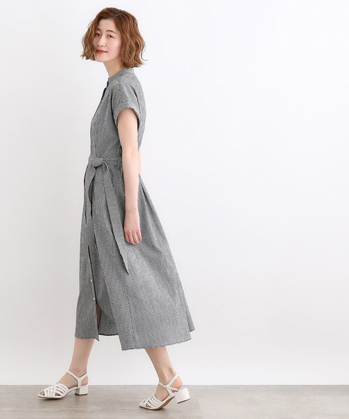 grove(グローブ)の「◆<洗濯機で洗える・UVカット>サッカーワンピース(ワンピース・レディース・ブラック系1/オリーブ/ブラック・03/02/01/04/05)」の9枚目の写真