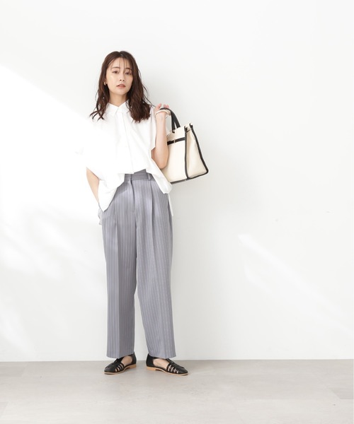 N.（N. Natural Beauty Basic）（エヌエヌナチュラルビューティーベーシック）の「◆ボクシーフォルムブラウス（シャツ/ブラウス・レディース・ブルー/オフホワイト/ベージュ/イエロー・MEDIUM）」の9枚目の写真