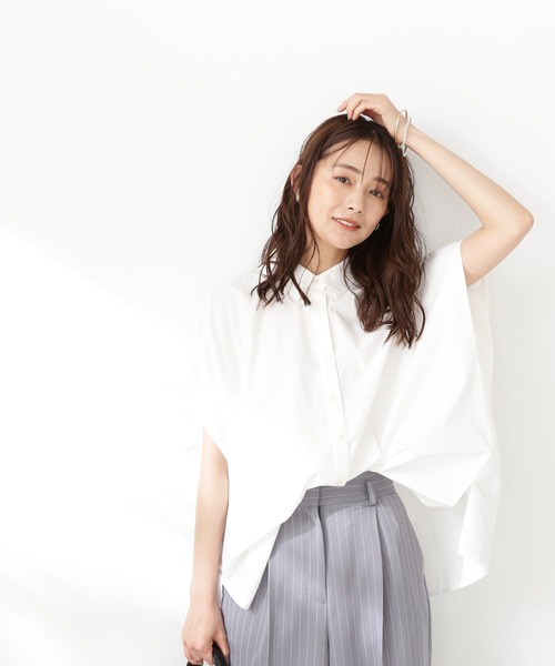 N.（N. Natural Beauty Basic）（エヌエヌナチュラルビューティーベーシック）の「◆ボクシーフォルムブラウス（シャツ/ブラウス・レディース・ブルー/オフホワイト/ベージュ/イエロー・MEDIUM）」の8枚目の写真