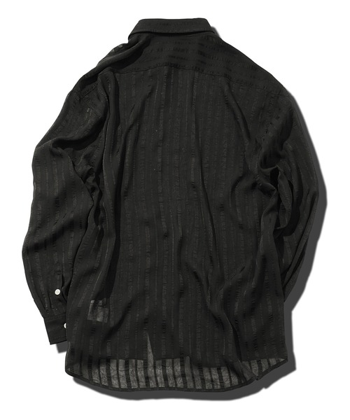 jiggys shop(ジギーズショップ)の「シアーストライプ ロングスリーブ シャツ 薄手 ルーズシルエット(シャツ/ブラウス・メンズ・ブラック/ホワイト・LARGE/X-LARGE/MEDIUM)」の6枚目の写真