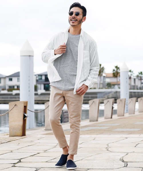 jiggys shop(ジギーズショップ)の「シアーストライプ ロングスリーブ シャツ 薄手 ルーズシルエット(シャツ/ブラウス・メンズ・ブラック/ホワイト・LARGE/X-LARGE/MEDIUM)」の11枚目の写真
