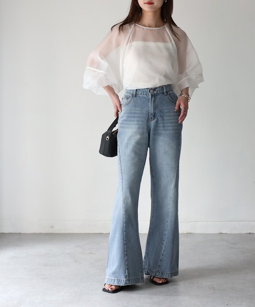 Riberry（リベリー）の「フレアデニムパンツ（デニムパンツ・レディース・ブルー/ブラック/グレー・MEDIUM/SMALL）」の5枚目の写真