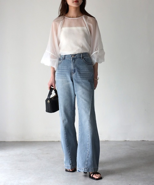 Riberry（リベリー）の「フレアデニムパンツ（デニムパンツ・レディース・ブルー/ブラック/グレー・MEDIUM/SMALL）」の20枚目の写真