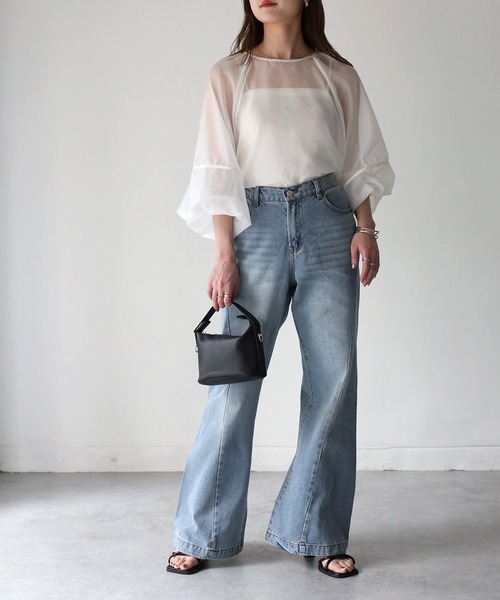 Riberry（リベリー）の「フレアデニムパンツ（デニムパンツ・レディース・ブルー/ブラック/グレー・MEDIUM/SMALL）」の16枚目の写真