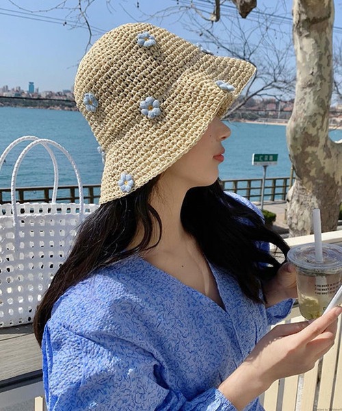 TONE SELECT GOODS（トーンセレクトグッズ）の「pur chouchou/フラワー刺繍ペーパーハット P4206（ハット・レディース・ブラウン/ベージュ・FREE）」の3枚目の写真