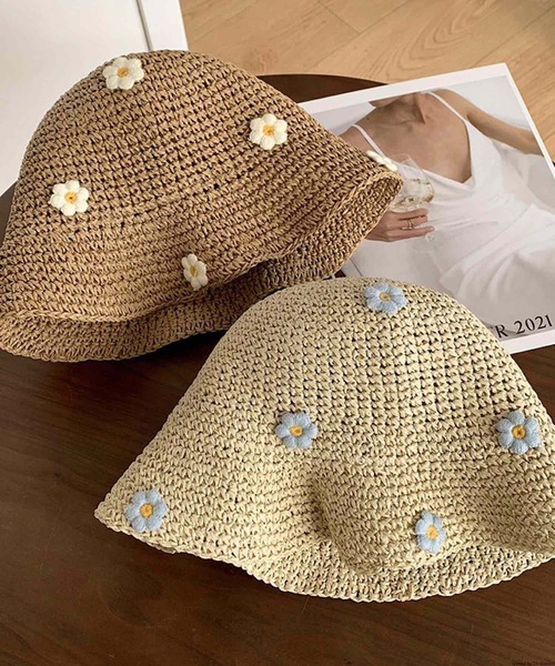 TONE SELECT GOODS（トーンセレクトグッズ）の「pur chouchou/フラワー刺繍ペーパーハット P4206（ハット・レディース・ブラウン/ベージュ・FREE）」の4枚目の写真