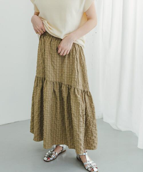 ITEMS URBANRESEARCH（アイテムズ アーバンリサーチ）の「サッカーチェックスカート（スカート・レディース・ブラック/カーキ・FREE）」の13枚目の写真