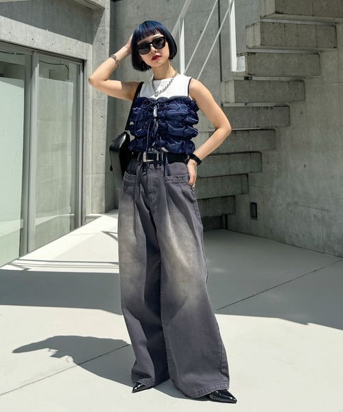 Bibiy PEPURAMU DENIM PANTS ぺプラムデニムパンツ Bibiy ペプラムデニムパンツ - メルカリ