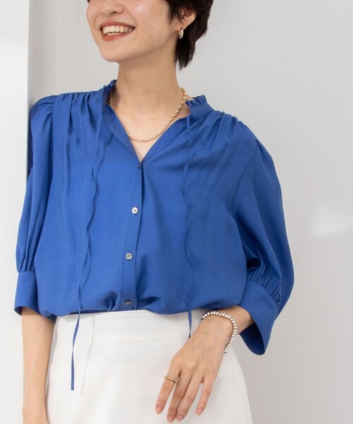 NOLLEY’S（ノーリーズ）の「5分袖フリルブラウス（シャツ/ブラウス・レディース・ホワイト/ブラック/ピンク/ブルー・38）」の3枚目の写真