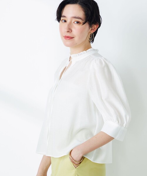 NOLLEY’S（ノーリーズ）の「5分袖フリルブラウス（シャツ/ブラウス・レディース・ホワイト/ブラック/ピンク/ブルー・38）」の8枚目の写真