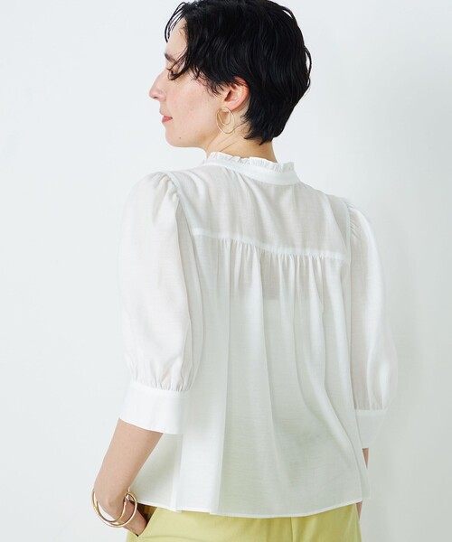 NOLLEY’S（ノーリーズ）の「5分袖フリルブラウス（シャツ/ブラウス・レディース・ホワイト/ブラック/ピンク/ブルー・38）」の9枚目の写真