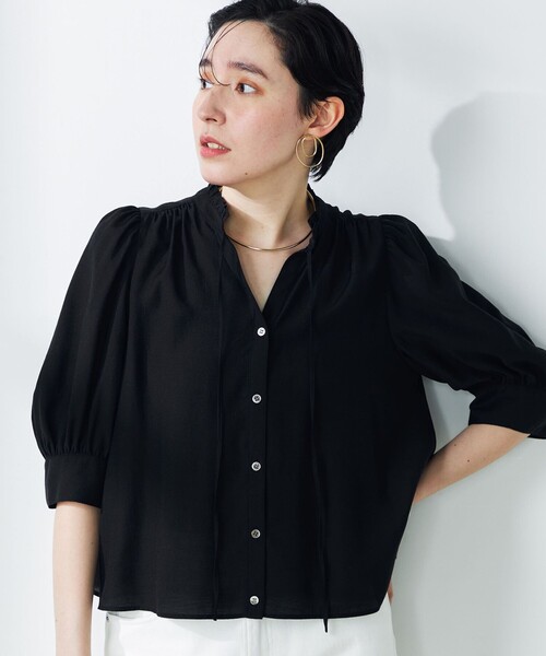 NOLLEY’S（ノーリーズ）の「5分袖フリルブラウス（シャツ/ブラウス・レディース・ホワイト/ブラック/ピンク/ブルー・38）」の19枚目の写真