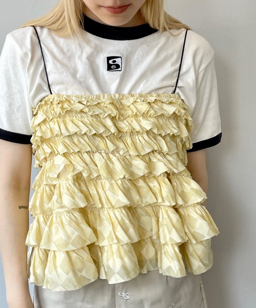 SANSeLF(サンセルフ)の「Se 2wayティアードフリルビスチェ【SANSeLF】sanwt24s002(ベスト・レディース・ライトイエロー/ブラック/パープル・FREE)」の4枚目の写真