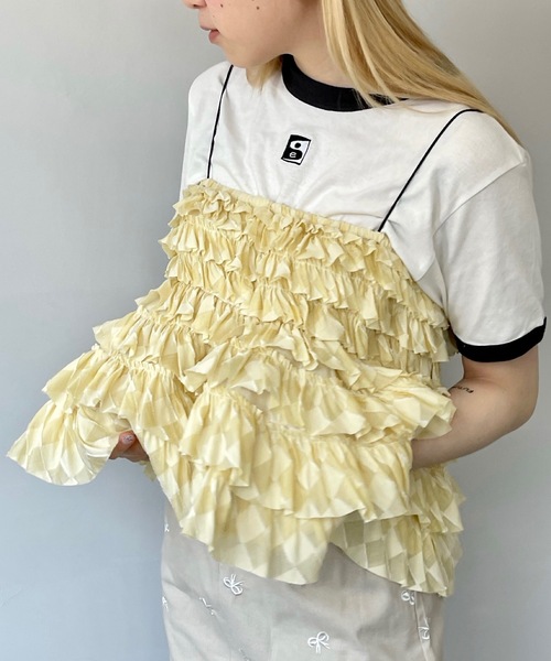 SANSeLF(サンセルフ)の「Se 2wayティアードフリルビスチェ【SANSeLF】sanwt24s002(ベスト・レディース・ライトイエロー/ブラック/パープル・FREE)」の7枚目の写真