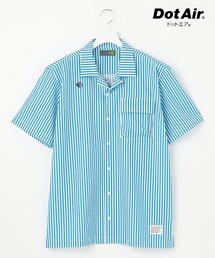 PW CIRCULUS（ピーダブリュサーキュラス）の「【高通気 / 軽撥水 / 軽量のDotAir 使用】【MEN】ストライプ柄オープンカラー（Tシャツ/カットソー）」