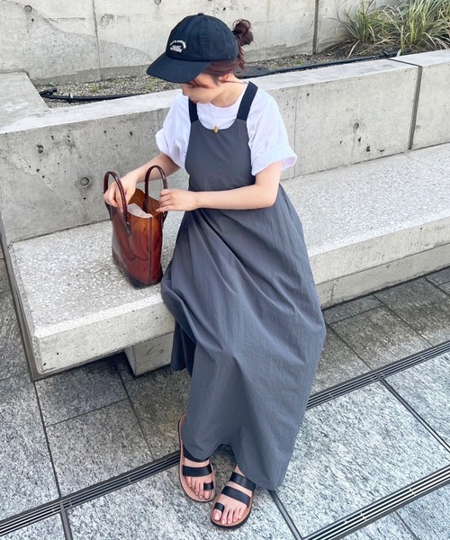 ワッシャータフタバッククロスエプロンワンピース（ジャンパースカート  