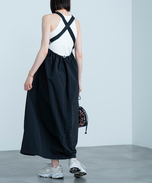 セール】ワッシャータフタバッククロスエプロンワンピース（ジャンパー  