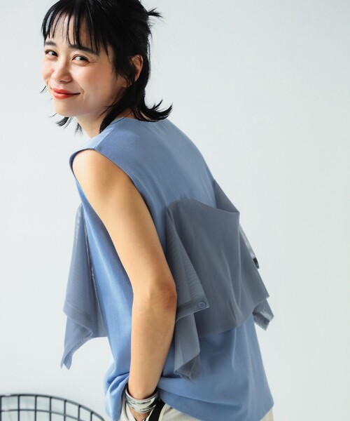 B:MING by BEAMS(ビーミングバイビームス)の「メッシュ ノースリーブ トップス(Tシャツ/カットソー・レディース・ネイビー/オフホワイト/サックスブルー/ブラック・MEDIUM/SMALL)」の4枚目の写真