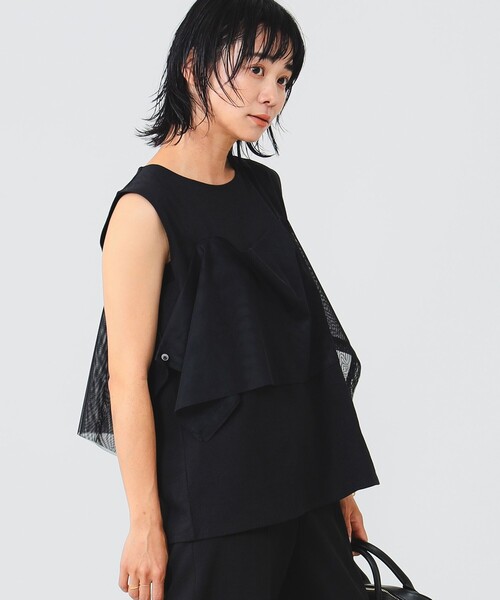 B:MING by BEAMS(ビーミングバイビームス)の「メッシュ ノースリーブ トップス(Tシャツ/カットソー・レディース・ネイビー/オフホワイト/サックスブルー/ブラック・MEDIUM/SMALL)」の2枚目の写真