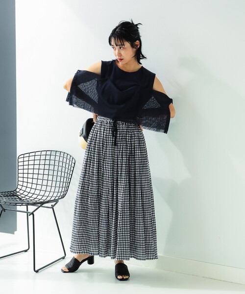 B:MING by BEAMS(ビーミングバイビームス)の「メッシュ ノースリーブ トップス(Tシャツ/カットソー・レディース・ネイビー/オフホワイト/サックスブルー/ブラック・MEDIUM/SMALL)」の7枚目の写真