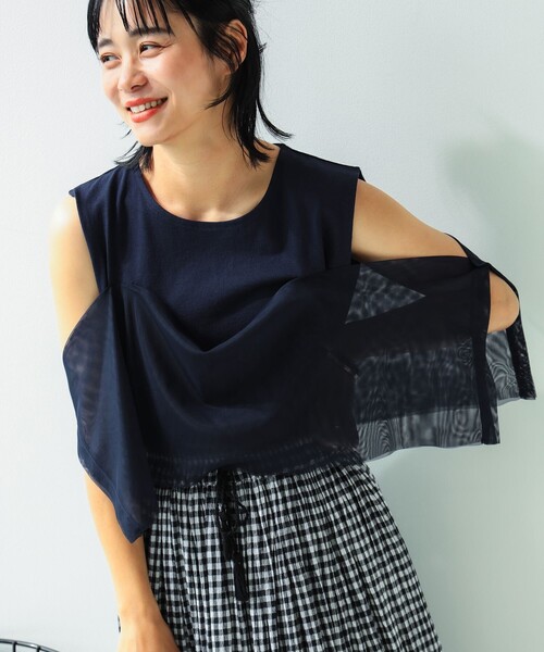 B:MING by BEAMS(ビーミングバイビームス)の「メッシュ ノースリーブ トップス(Tシャツ/カットソー・レディース・ネイビー/オフホワイト/サックスブルー/ブラック・MEDIUM/SMALL)」の11枚目の写真