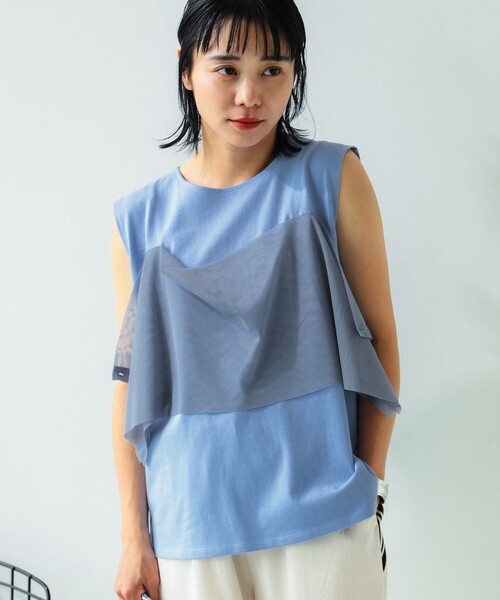 B:MING by BEAMS(ビーミングバイビームス)の「メッシュ ノースリーブ トップス(Tシャツ/カットソー・レディース・ネイビー/オフホワイト/サックスブルー/ブラック・MEDIUM/SMALL)」の19枚目の写真