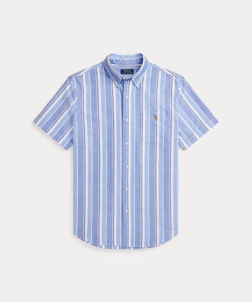ポロラルフローレン クラシックフィットシャツ L 青ストライプ POLO
