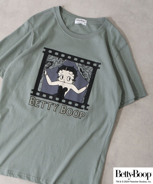 BETTY BOOP（ベティ・ブープ）の「BETTY BOOP（TM） プリント半袖Tシャツ 野球柄（Tシャツ/カットソー・メンズ・ブラック/ライトオレンジ系/アイボリー/チャコール/ホワイト/ライトカーキ・M/L/LL）」の5枚目の写真