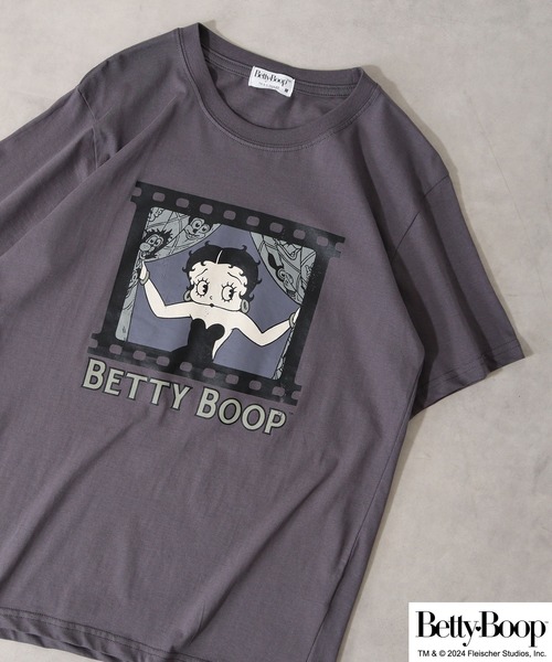 BETTY BOOP（ベティ・ブープ）の「BETTY BOOP（TM） プリント半袖Tシャツ 野球柄（Tシャツ/カットソー・メンズ・ブラック/ライトオレンジ系/アイボリー/チャコール/ホワイト/ライトカーキ・M/L/LL）」の4枚目の写真
