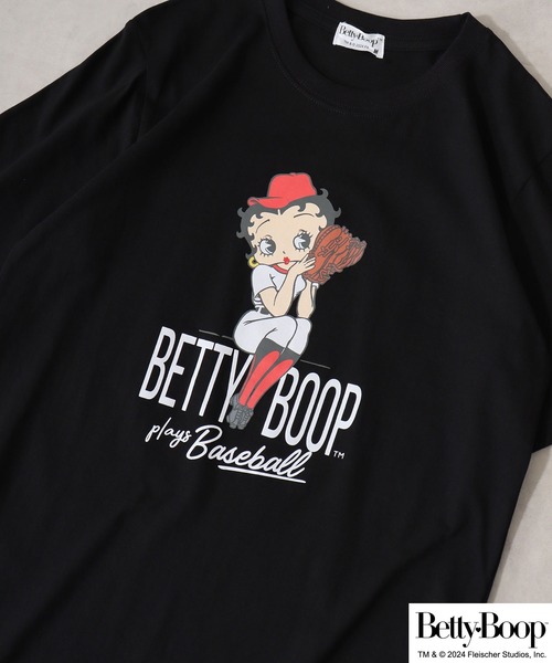 BETTY BOOP（ベティ・ブープ）の「BETTY BOOP（TM） プリント半袖Tシャツ 野球柄（Tシャツ/カットソー・メンズ・ブラック/ライトオレンジ系/アイボリー/チャコール/ホワイト/ライトカーキ・M/L/LL）」の10枚目の写真
