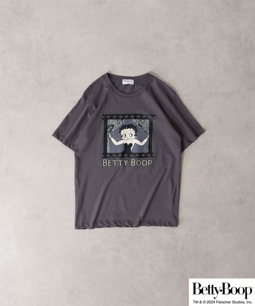 BETTY BOOP（ベティ・ブープ）の「BETTY BOOP（TM） プリント半袖Tシャツ 野球柄（Tシャツ/カットソー・メンズ・ブラック/ライトオレンジ系/アイボリー/チャコール/ホワイト/ライトカーキ・M/L/LL）」の11枚目の写真