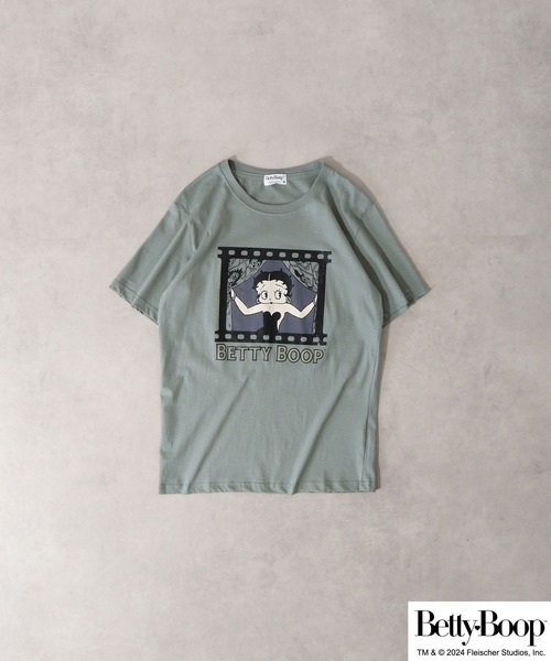 BETTY BOOP（ベティ・ブープ）の「BETTY BOOP（TM） プリント半袖Tシャツ 野球柄（Tシャツ/カットソー・メンズ・ブラック/ライトオレンジ系/アイボリー/チャコール/ホワイト/ライトカーキ・M/L/LL）」の12枚目の写真