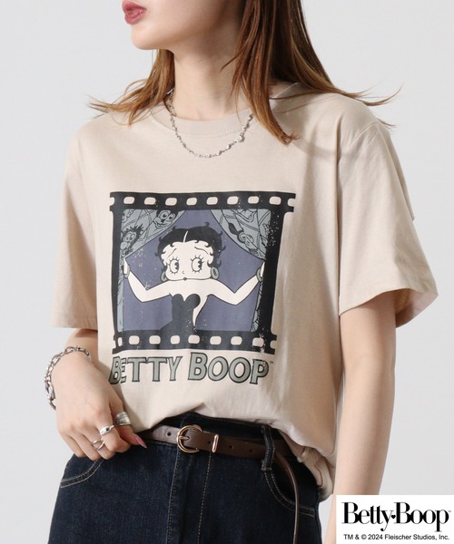 BETTY BOOP（ベティ・ブープ）の「BETTY BOOP（TM） プリント半袖Tシャツ 野球柄（Tシャツ/カットソー・メンズ・ブラック/ライトオレンジ系/アイボリー/チャコール/ホワイト/ライトカーキ・M/L/LL）」の19枚目の写真