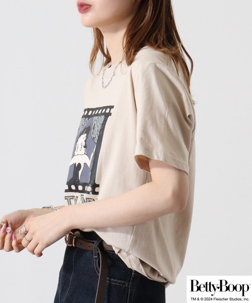 BETTY BOOP（ベティ・ブープ）の「BETTY BOOP（TM） プリント半袖Tシャツ 野球柄（Tシャツ/カットソー・メンズ・ブラック/ライトオレンジ系/アイボリー/チャコール/ホワイト/ライトカーキ・M/L/LL）」の20枚目の写真