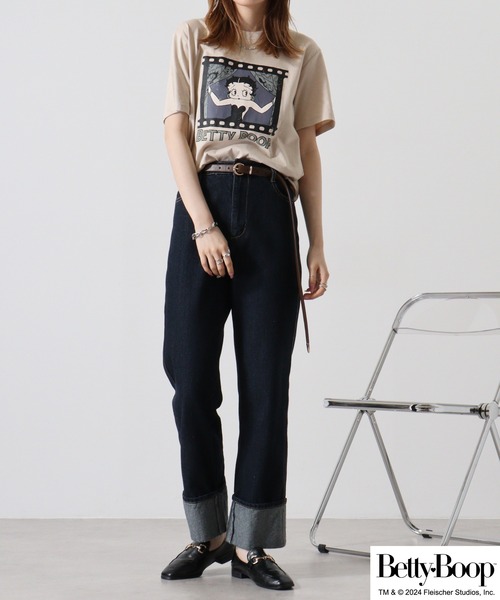 BETTY BOOP（ベティ・ブープ）の「BETTY BOOP（TM） プリント半袖Tシャツ 野球柄（Tシャツ/カットソー・メンズ・ブラック/ライトオレンジ系/アイボリー/チャコール/ホワイト/ライトカーキ・M/L/LL）」の22枚目の写真